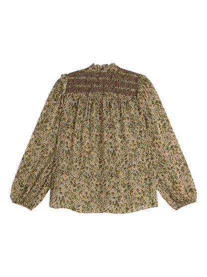 Floral-Print Smock Blouse