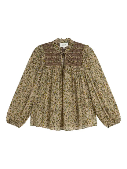 Floral-Print Smock Blouse