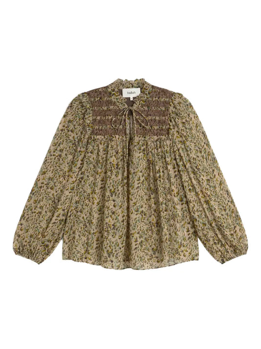 Floral-Print Smock Blouse