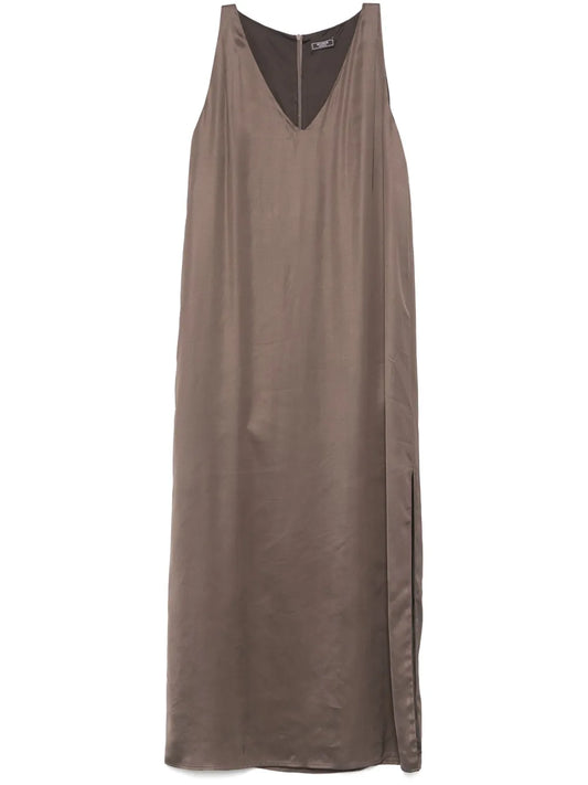 Jewel-Embellished Satin Midi Dress