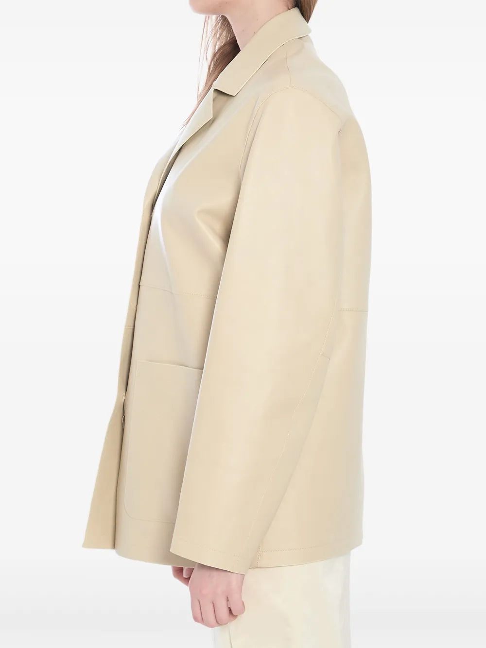 Single-Breasted Leather Blazer