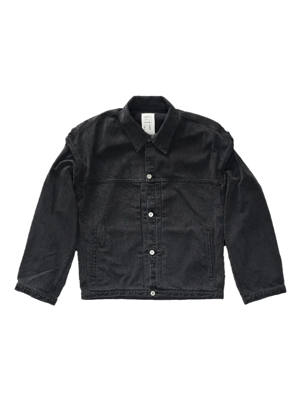 Padded-Shoulders Denim Jacket