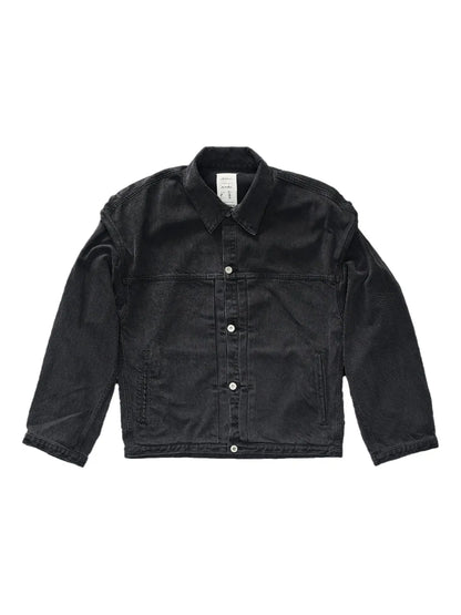 Padded-Shoulders Denim Jacket