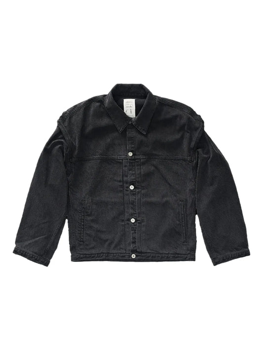 Padded-Shoulders Denim Jacket