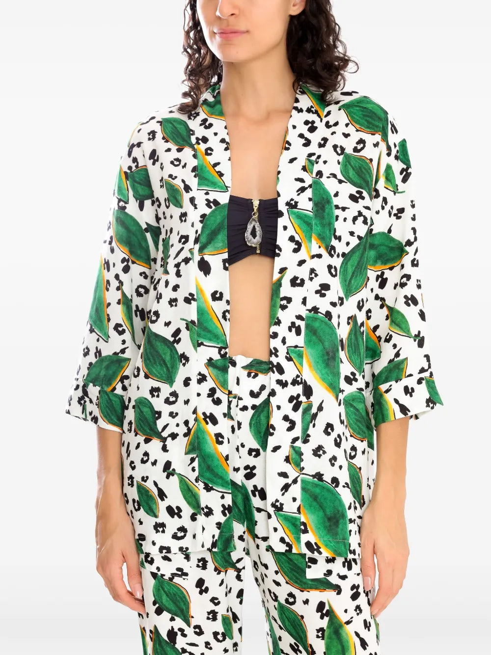 Graphic-Print Kimono