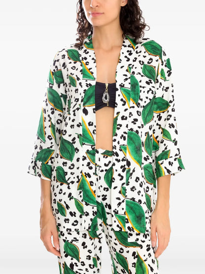 Graphic-Print Kimono