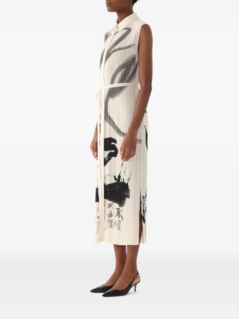 Plissé-Effect Midi Dress
