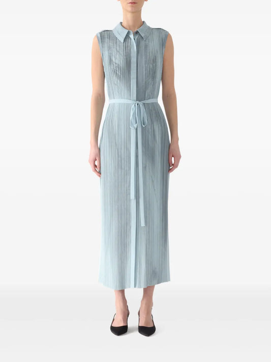 Plissé-Effect Midi Dress