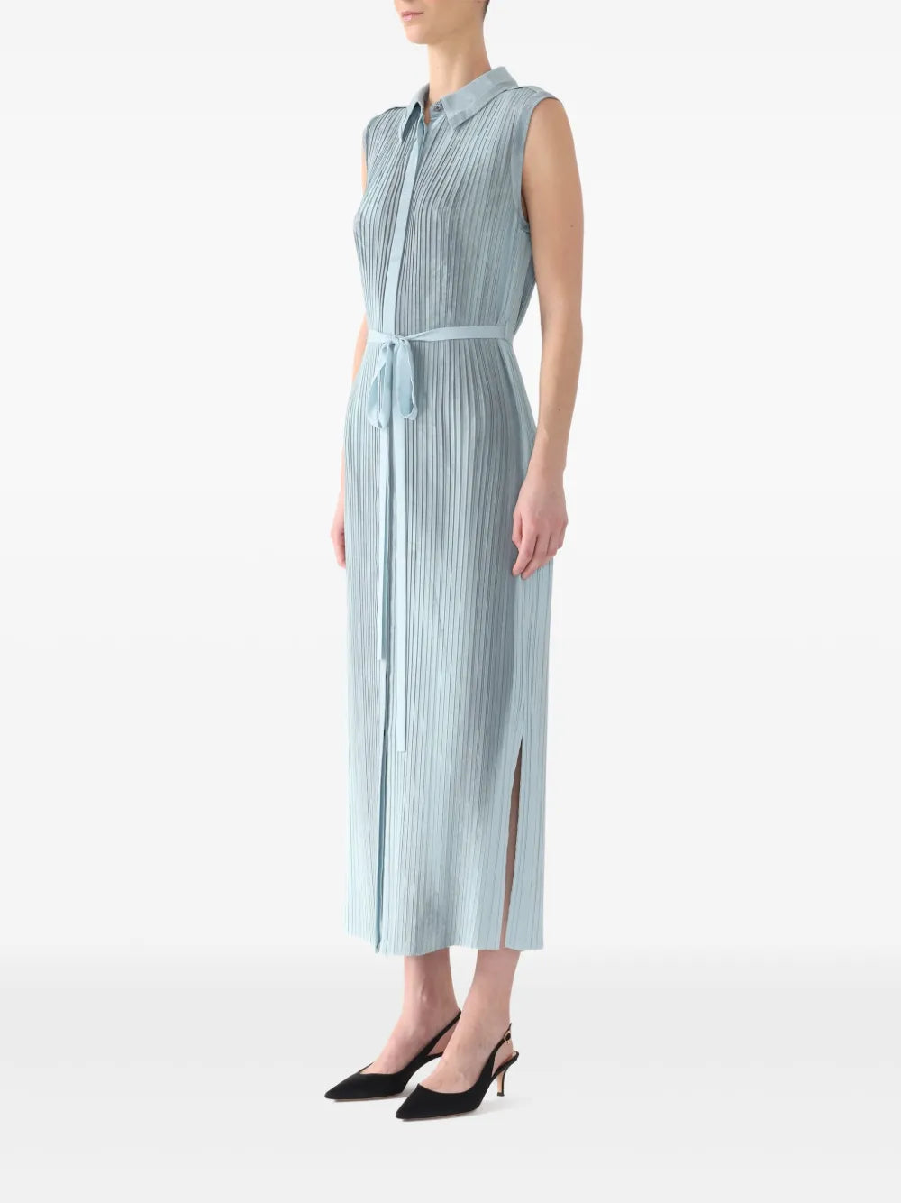 Plissé-Effect Midi Dress
