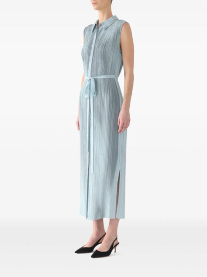 Plissé-Effect Midi Dress