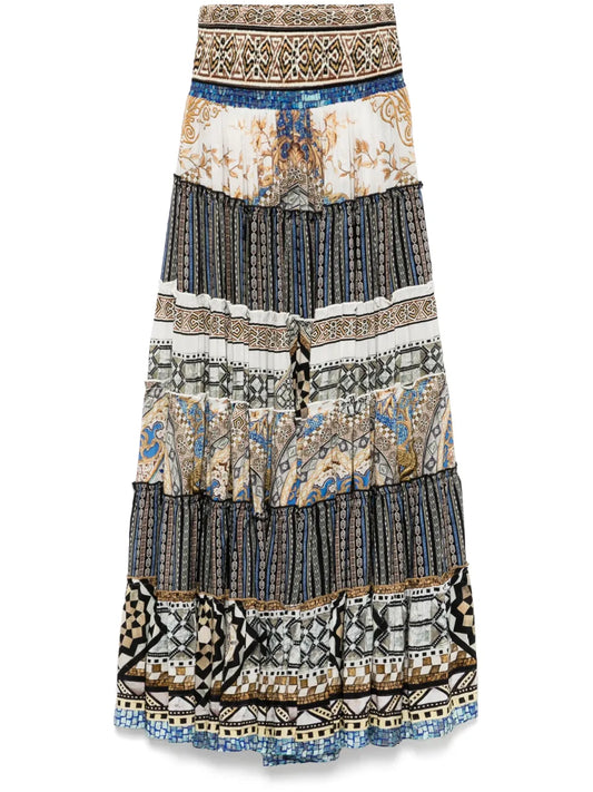 Make Me Your Mosaic Shirred Waist Skirt