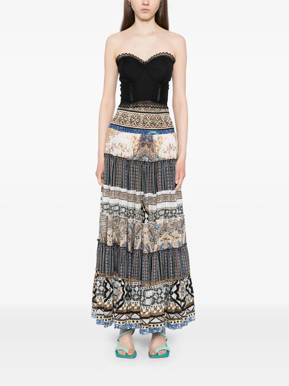 Make Me Your Mosaic Shirred Waist Skirt