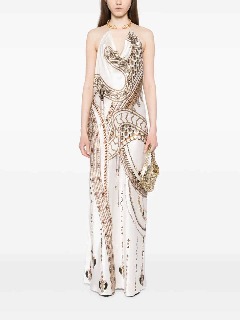 The Goddess Energy Draped Necklace Maxi Dress