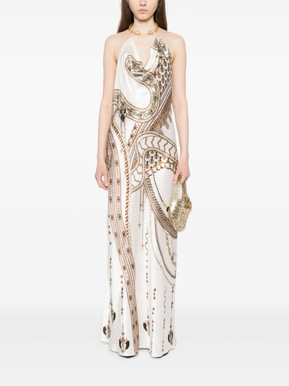 The Goddess Energy Draped Necklace Maxi Dress