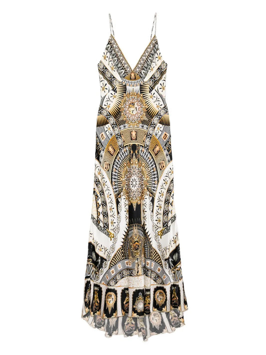 V-Neck Long Bias Slip Dress