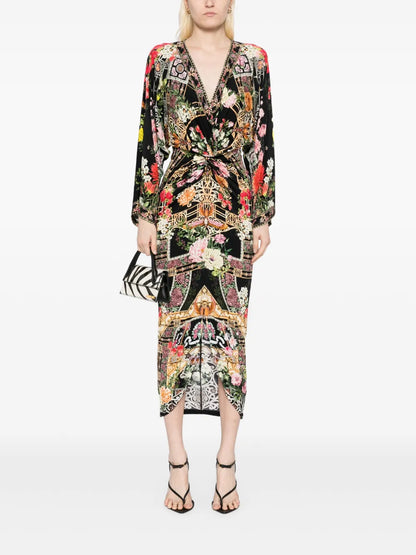 Long Split Front Twist Dress