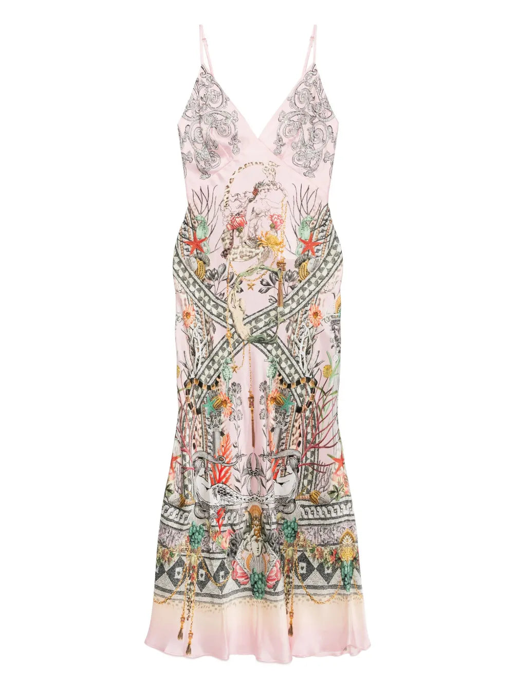 V-Neck Full-Length Bias Slip Dress