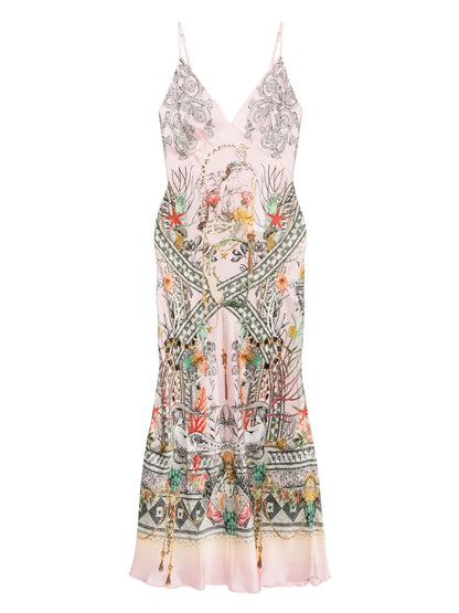 V-Neck Full-Length Bias Slip Dress