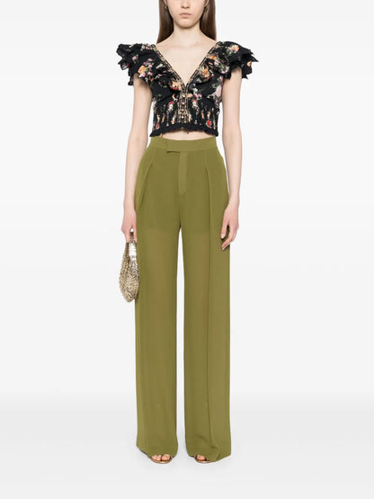 V-Neck Frill Short-Sleeved Top