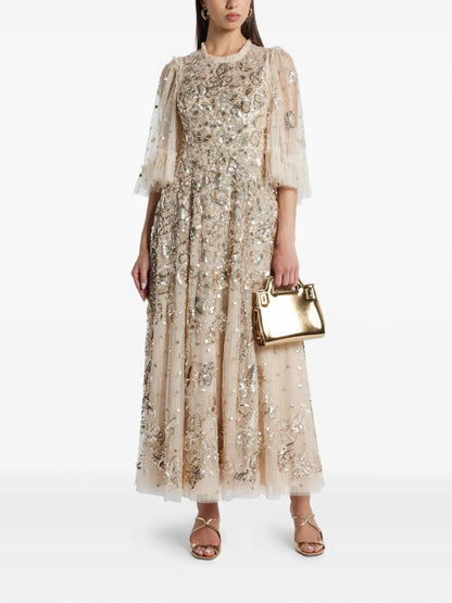 Sequin-Embellished Midi Dress