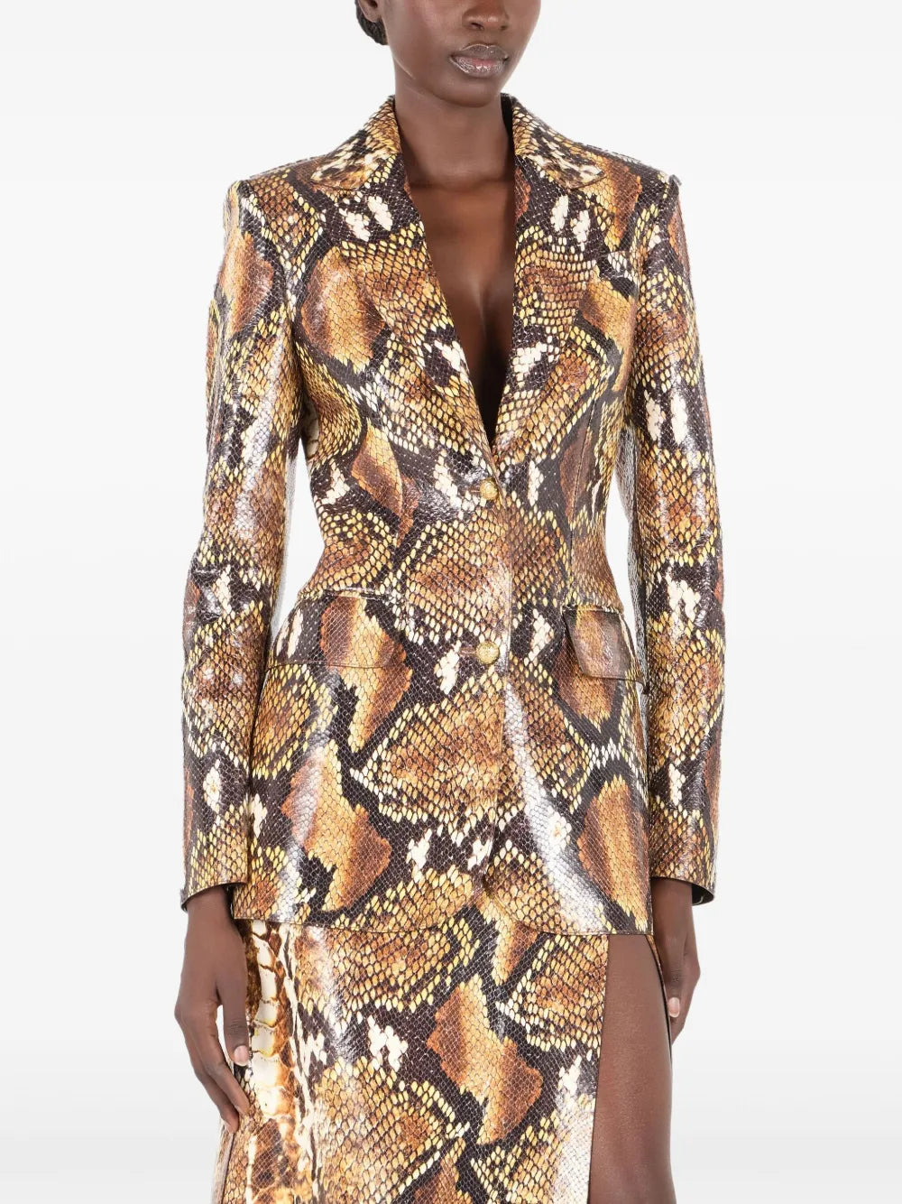 Snakeskin-Effect Leather Jacket