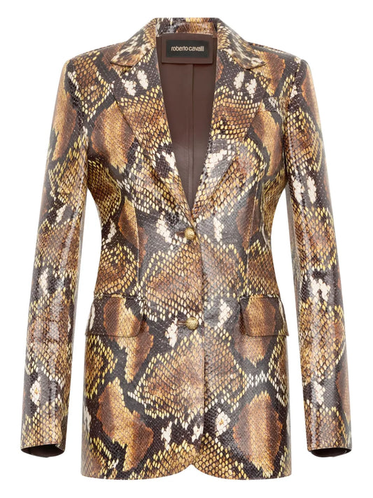 Snakeskin-Effect Leather Jacket