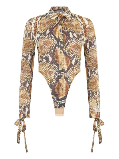 Snakeskin-Print Bodysuit