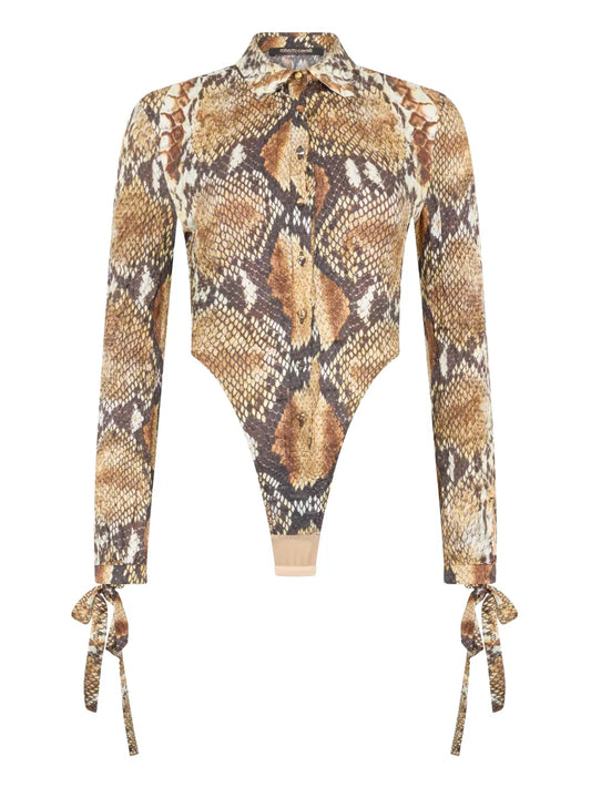 Snakeskin-Print Bodysuit