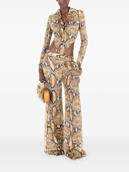 Snakeskin-Print Bodysuit