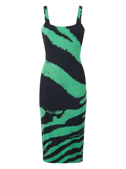 Zebra-Print Midi Dress