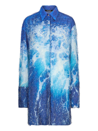 Patterned-Jacquard Shirt Dress