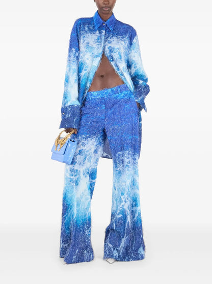 Patterned-Jacquard Shirt Dress