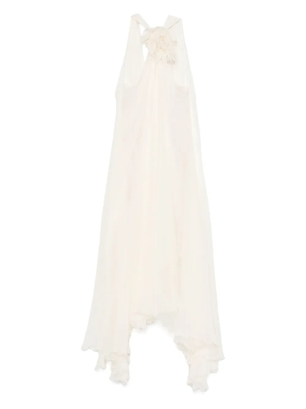 Floral-Appliqué Silk Maxi Dress