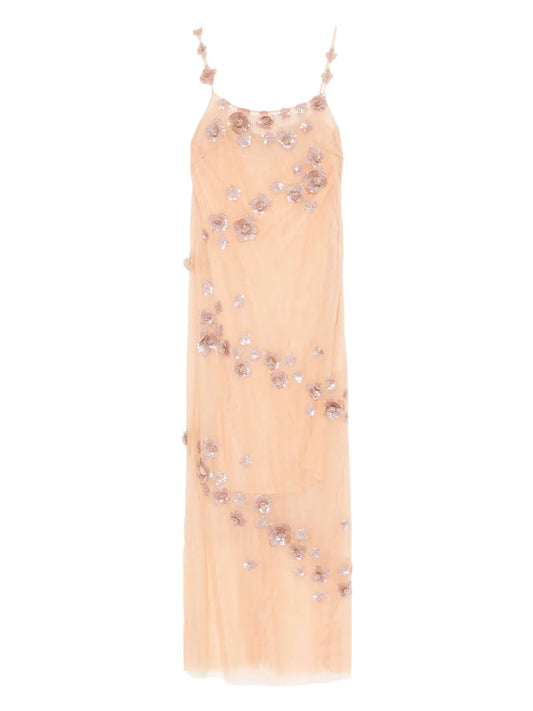 Sequin-Embellished Tulle Maxi Dress