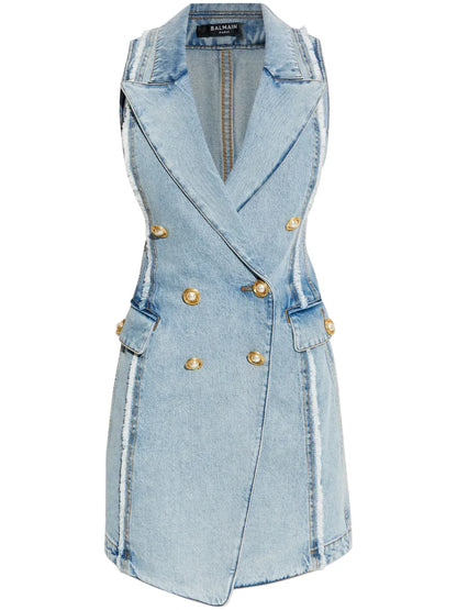 Tailored Denim Vest Dress