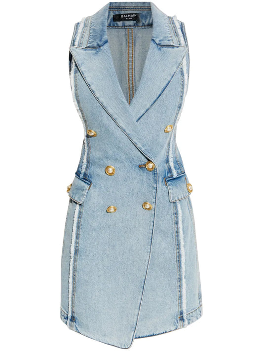 Tailored Denim Vest Dress