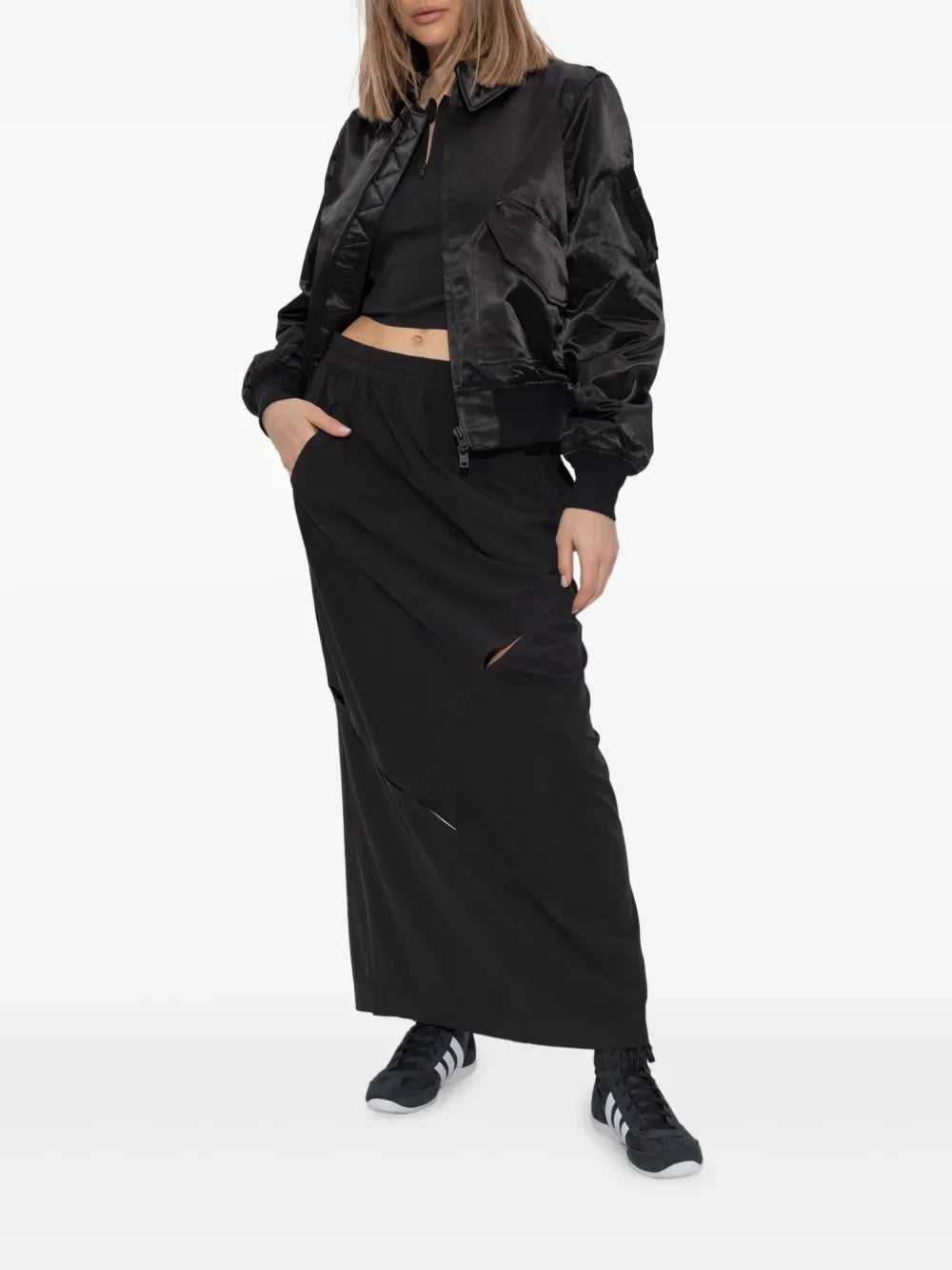 Satin Zip-Up Bomber Jacket