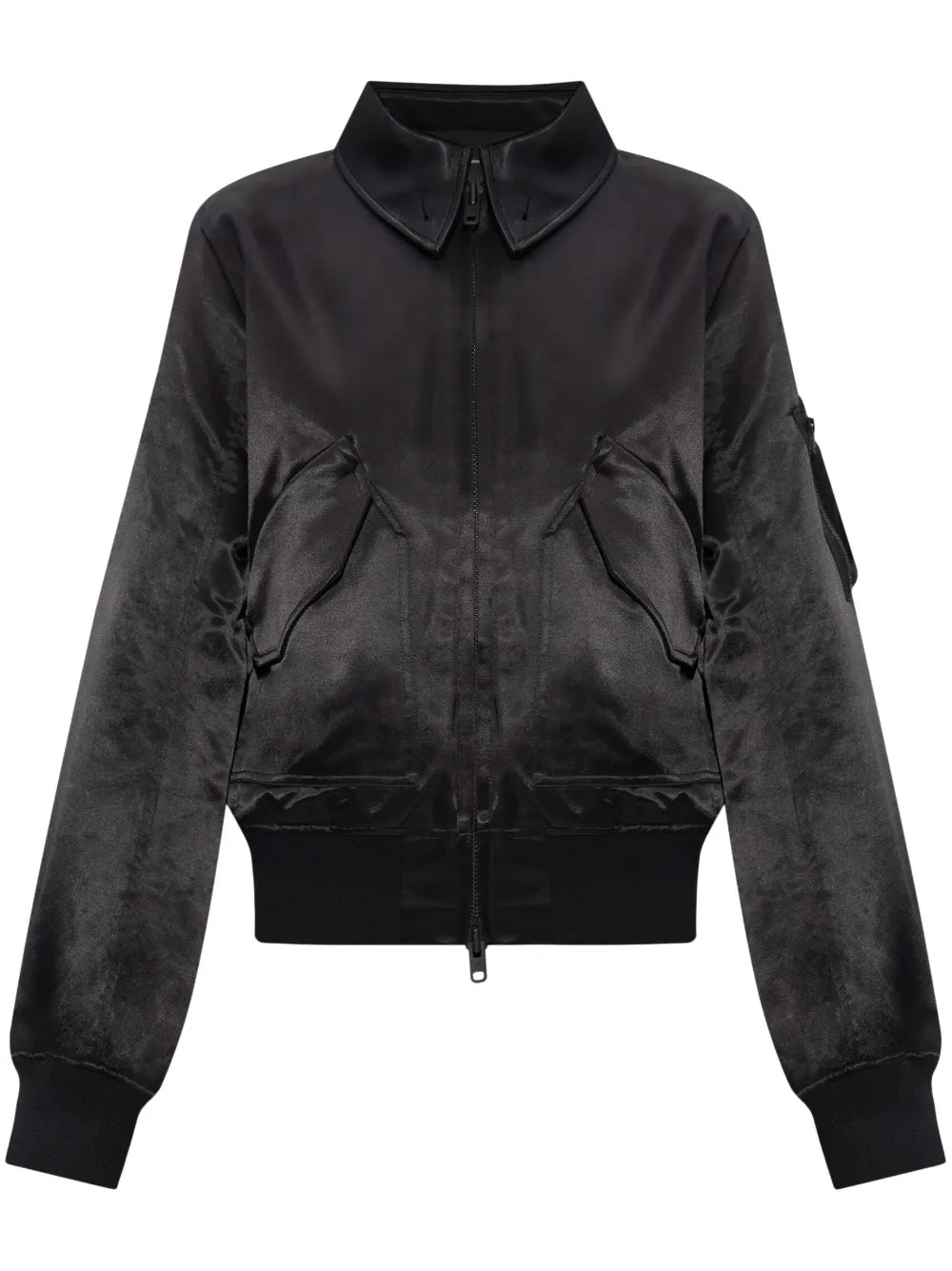Satin Zip-Up Bomber Jacket