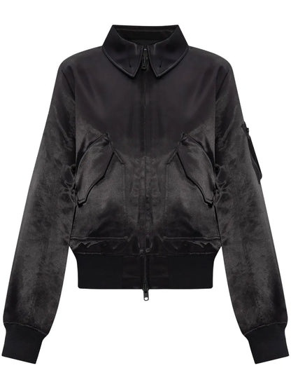 Satin Zip-Up Bomber Jacket