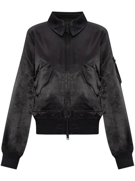 Satin Zip-Up Bomber Jacket