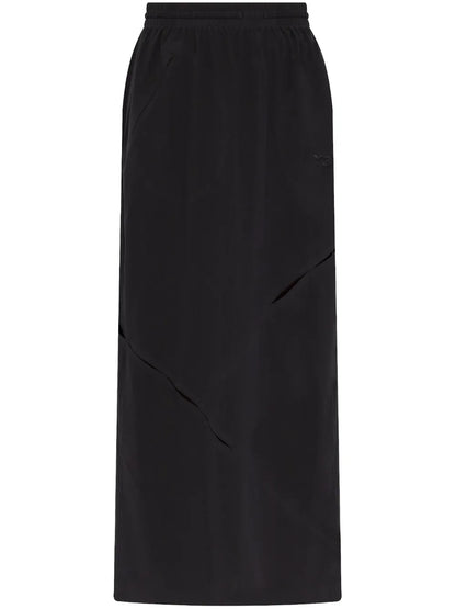Asymmetric-Panel Maxi Skirt
