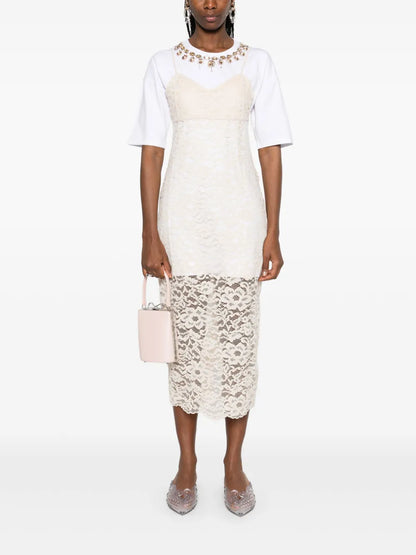 Embroidered Lace Midi Dress