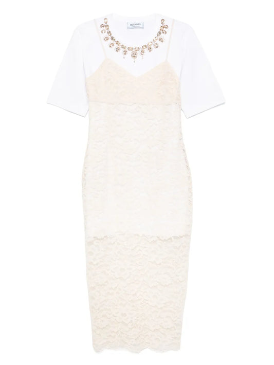 Embroidered Lace Midi Dress