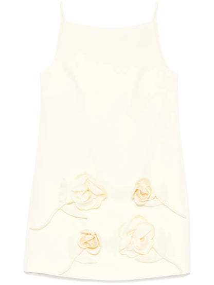 Flower-Appliqué Mini Dress
