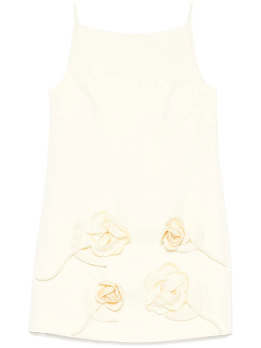Flower-Appliqué Mini Dress