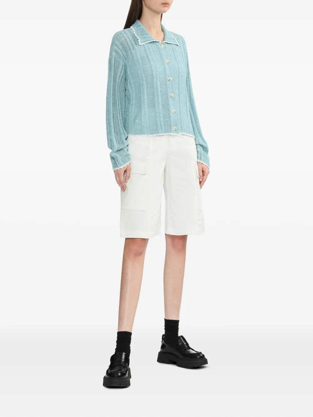 Pointelle-Knit Cardigan