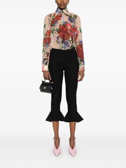 Camellia-Print Shirt