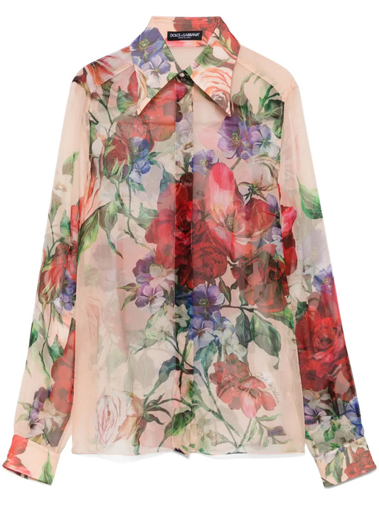 Camellia-Print Shirt