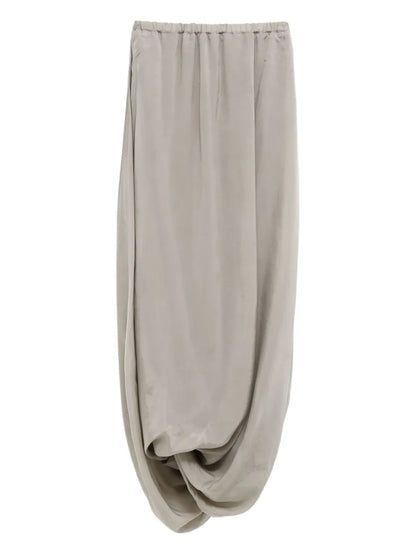 Gathered-Detail Midi Skirt