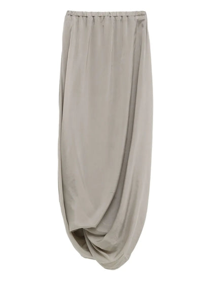 Gathered-Detail Midi Skirt